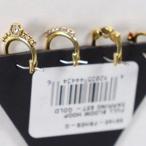 NEW LUV AJ Ear Stack 4 Dainty Mini Hoops Crystal Accents NWT